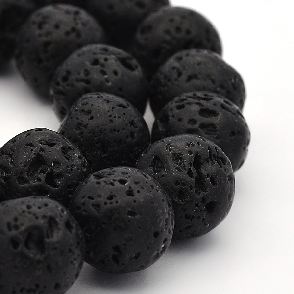 

PandaHall Natural Lava Rock Round Bead Strands, 8mm, Hole: 2.5mm, about 51pcs/strand, 15.7 inch Lava Rock Round Black