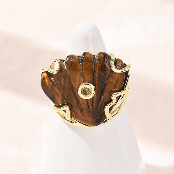 Natural Tiger Eye Cuff Rings