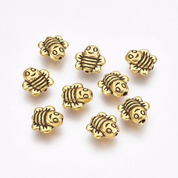 

PandaHall Zinc Alloy Beads, Lead Free & Cadmium Free, 3D Bees, Antique Golden, 9x9x4mm, Hole: 1mm Alloy Bees