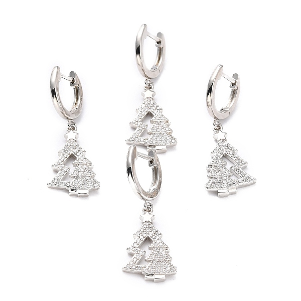 

PandaHall Brass Micro Pave Clear Cubic Zirconia Huggie Hoop Earrings for Christmas, Lead Free & Cadmium Free & Nickel Low, Christmas Tree...