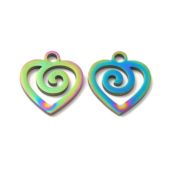 

PandaHall Ion Plating(IP) 304 Stainless Steel Pendants, Heart Charm, Rainbow Color, 15x13.5x1.5mm, Hole: 2mm 304 Stainless Steel Heart
