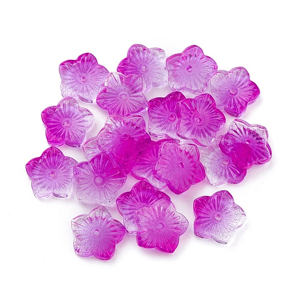 

PandaHall Transparent Glass Beads, Flower, Two Tone, Magenta, 12x13x3mm, Hole: 1.2mm Glass Flower Pink