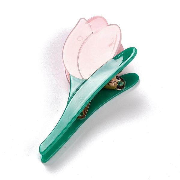 

PandaHall Cellulose Acetate(Resin) Claw Hair Clips, with Golden Iron Findings, Tulip, Colorful, 104.5x50.5x32mm Resin