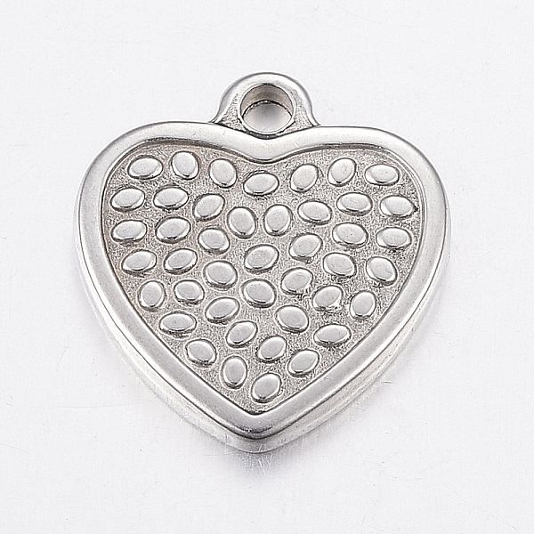 

PandaHall 304 Stainless Steel Textured Pendants, Heart with Dot, Stainless Steel Color, 16.5x15x2mm, Hole: 2mm 304 Stainless Steel Heart