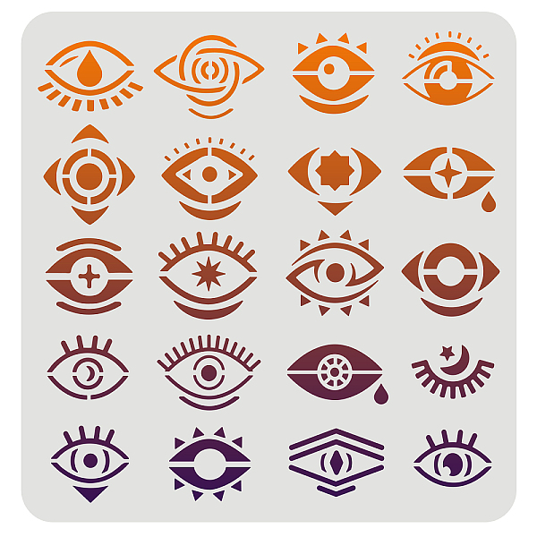 PandaHall FINGERINSPIRE Evil Eye Stencil 30x30cm Reusable Evil Eyes Pattern Drawing Stencil Devil's Eye Painting Template Eyes Stencil for...