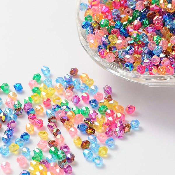 

PandaHall Bicone AB Color Plated Eco-Friendly Transparent Acrylic Beads, Mixed Color, 6x6mm, Hole: 1mm, about 625pcs/50g Acrylic Bicone..., Multicolor