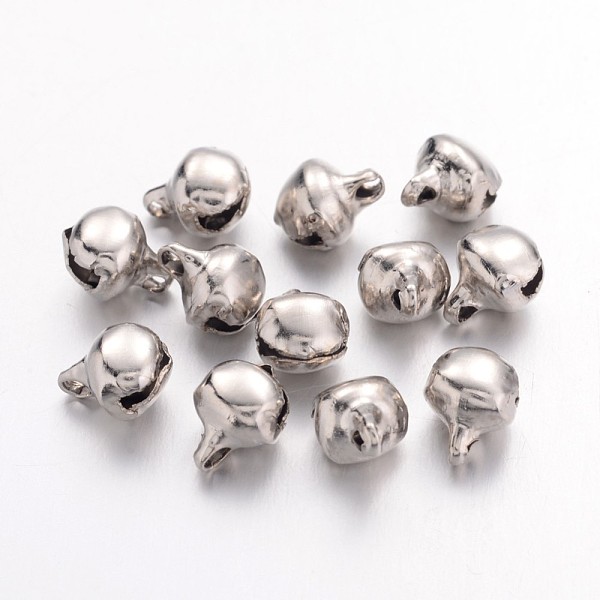 

PandaHall Iron Bell Charms, Nice For Christmas Day Decoration, Platinum Color, 8x6mm, Hole: 1mm, about 106pcs/20g Iron Bell