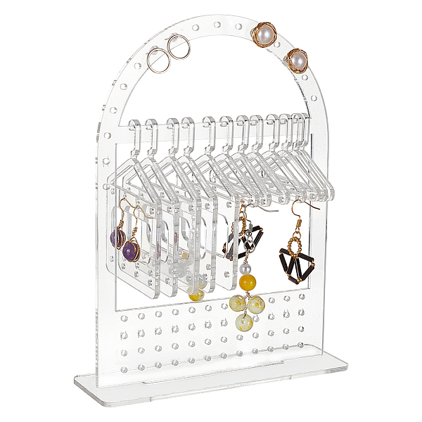 

PandaHall PH 140 Holes Earring Stand Earring Hanger Rack Acrylic Earring Hanger Rack with Mini Hangers Earring Hanging Organizer for..., Clear