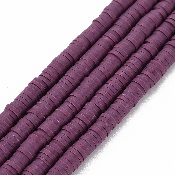 

PandaHall Handmade Polymer Clay Bead Strands, Heishi Beads, Disc/Flat Round, Purple, 4x0.5~1mm, Hole: 1.5mm, about 320~447pcs/strand...