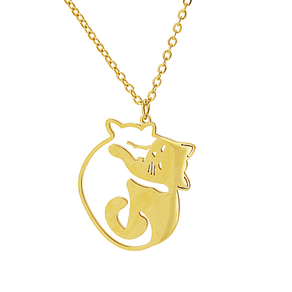 

PandaHall Stainless Steel Pendant Necklaces, with Cable Chains for Women, Cat Shaped, Real 18K Gold Plated, 17.72 inch(45cm) Stainless Steel...