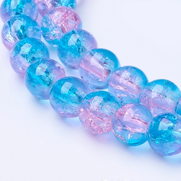 

PandaHall 1Strand Two Tone Transparent Crackle Glass Round Beads Strands, Dodger Blue, 6mm, Hole: 1.3~1.6mm, about 133pcs/strand, 31.4 inch...