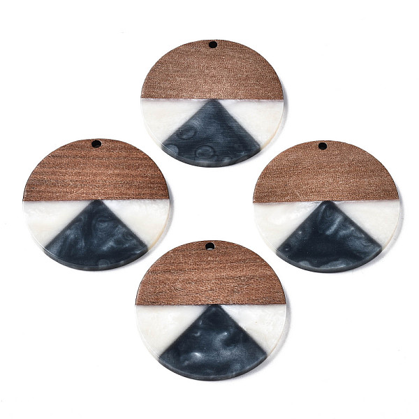 

PandaHall Resin & Walnut Wood Pendants, Flat Round, Gray, 38x3mm, Hole: 2mm Resin+Wood Flat Round Gray