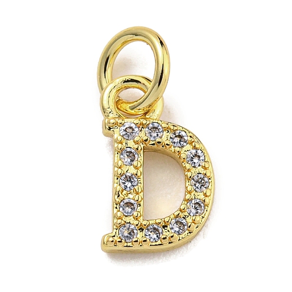 

PandaHall Initial Letter Brass with Cubic Zirconia Charms, Real 18K Gold Plated, Long-Lasting Plated, Lead Free & Cadmium Free, Letter D..., Clear