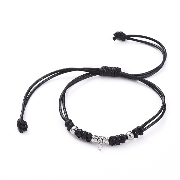 

PandaHall Braided Bead Bracelets, with Waxed Polyester Cord, Tibetan Style Alloy Tube Bails and 304 Stainless Steel Beads, Antique Silver &..., Black