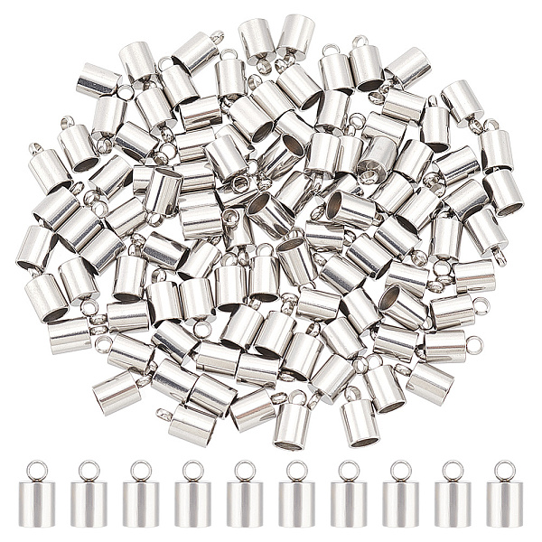 

PandaHall UNICRAFTALE Barrel End Caps 100pcs Stainless Steel Cord Ends 4mm Inner Diameter Smooth End Caps Terminators Cord Finding for...