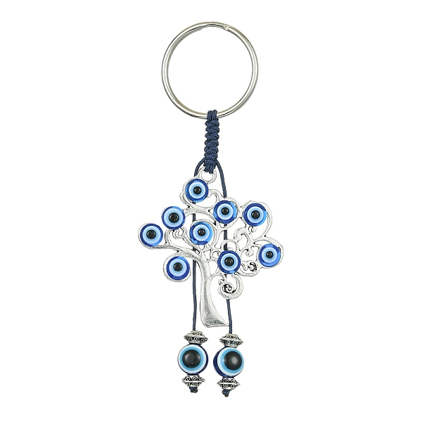 

PandaHall Alloy with Resin Evil Eye Charms Keychains, with Iron Split Ring, Tree of Life, 9.4cm Alloy Tree of Life