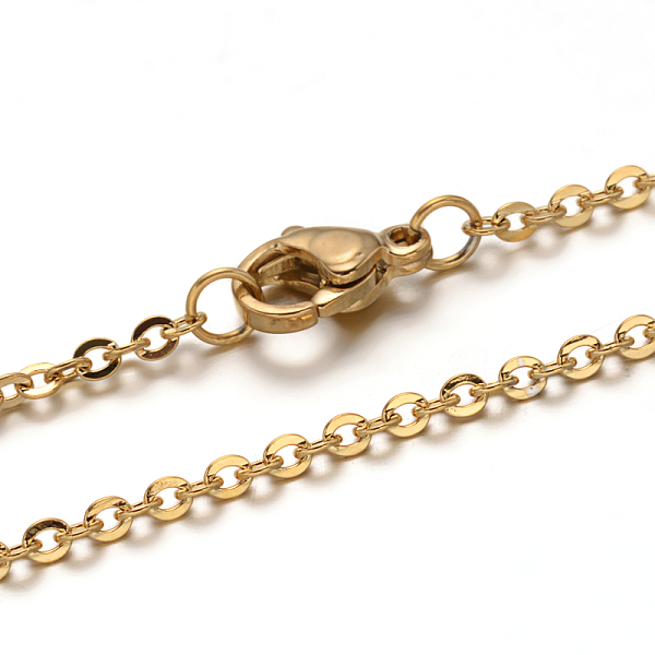 

PandaHall 304 Stainless Steel Cable Chain Necklace, with Lobster Claw Clasps, Golden, 17.71 inch(45cm), 2mm 304 Stainless Steel