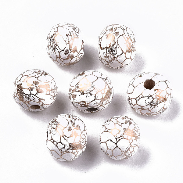 

PandaHall Spray Painted Natural Wooden Beads, Round with Crack Pattern, Gold, 10x9mm, Hole: 2mm Schima Wood Round Gold