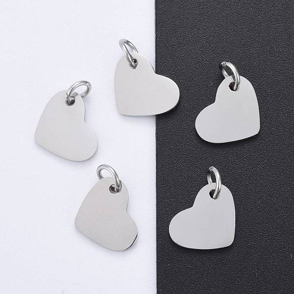 

PandaHall 201 Stainless Steel Stamping Blank Tag Charms, Manual Polishing, Heart, Stainless Steel Color, 10x12x1mm, Hole: 3.5mm 201...
