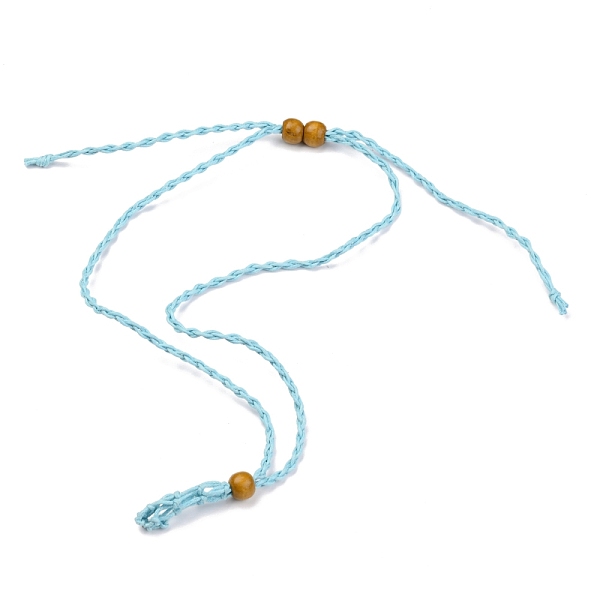 

PandaHall Adjustable Braided Waxed Cord Macrame Pouch Necklace Making, Interchangeable Stone, with Wood Beads , Light Sky Blue, 30.31~36.22...