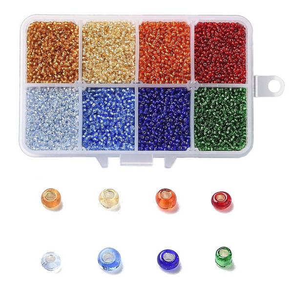 

PandaHall 200G 8 Colors 12/0 Grade A Round Glass Seed Beads, Silver Lined, Mixed Color, 2x1.5mm, Hole: 0.3mm, 25g/color, about 13300pcs/box..., Multicolor