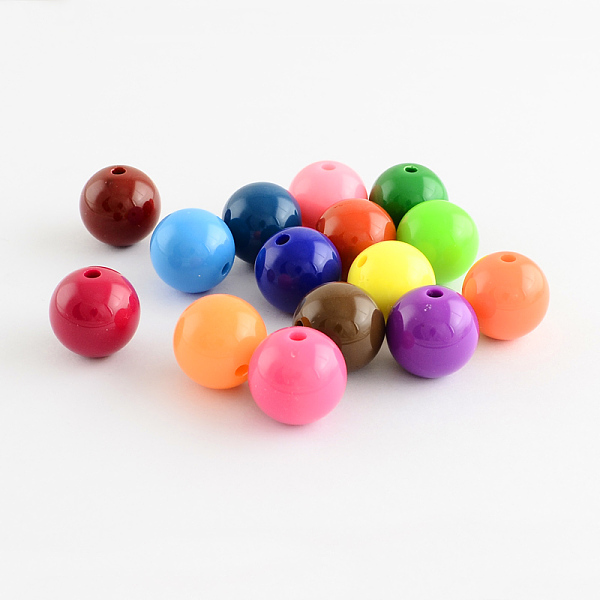 

PandaHall Chunky Bubblegum Round Acrylic Beads, Mixed Color, 10mm, Hole: 2mm, about 850pcs/500g Acrylic Round Multicolor