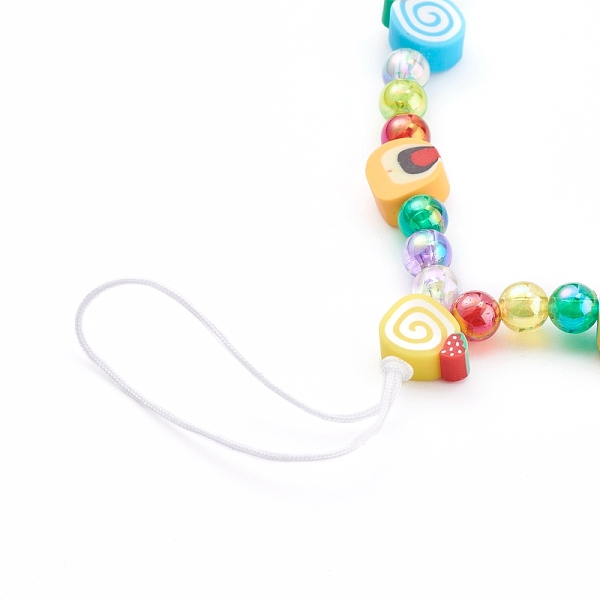 

PandaHall Polymer Clay Dessert Beaded Mobile Straps, with Transparent Acrylic Beads and Nylon Thread, Colorful, 26.4cm Polymer Clay