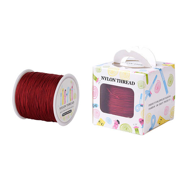 

PandaHall Nylon Thread, Dark Red, 0.8mm, about 98.43yards/roll(90m/roll) Nylon Red