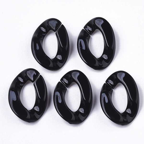 

PandaHall Opaque Acrylic Linking Rings, Quick Link Connectors, for Curb Chains Making, Twist, Black, 30x21x6mm, Inner Diameter: 16x8mm...
