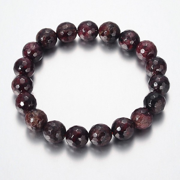 

PandaHall Faceted Natural Garnet Round Bead Stretch Bracelets, 53mm Garnet