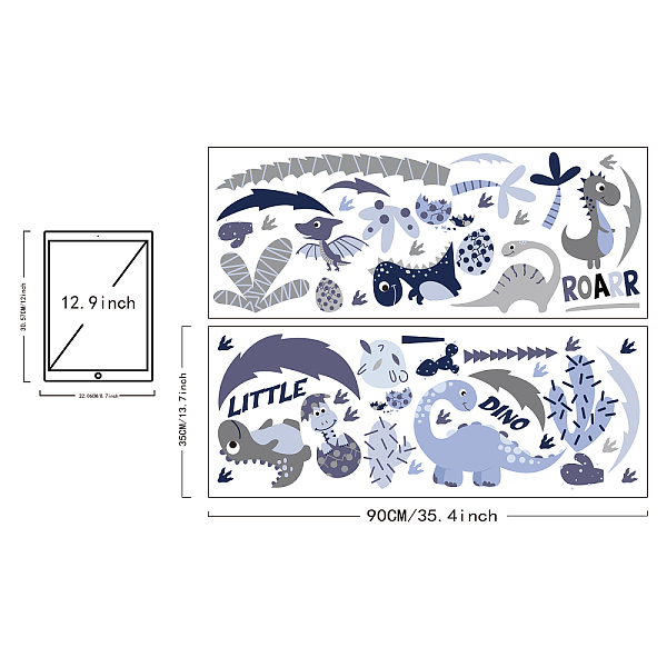 

PandaHall PVC Wall Stickers, Rectangle, for Home Living Room Bedroom Decoration, Dinosaur Pattern, 390x900mm Plastic Dinosaur