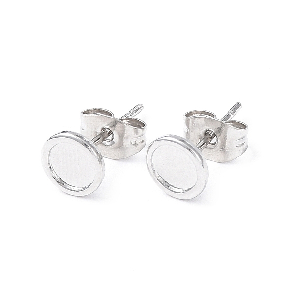 

PandaHall 304 Stainless Steel Stud Earring Finding, Earring Settings, Flat Round, Stainless Steel Color, Tray: 5mm, 6.5mm, Pin: 0.8mm 304...