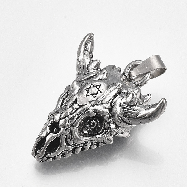 

PandaHall Tibetan Style Alloy Pendants, Sheep Skull Shape, Antique Silver, 41x32.5x13.5mm, Hole: 8.5x3.5mm Alloy Skull
