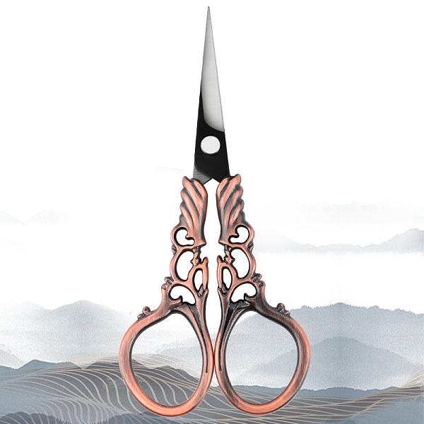 

PandaHall Stainless Steel Scissors, Embroidery Scissors, Sewing Scissors, with Zinc Alloy Handle, Hollow, Red Copper, 114x52mm Stainless...