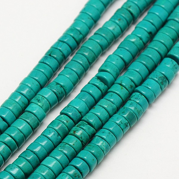 

PandaHall Natural Howlite Beads Strands, Heishi Beads, Flat Round/Disc, Dyed, Dark Cyan, 6x2.5~3mm, Hole: 1mm, about 133~153pcs/strand, 15.7...