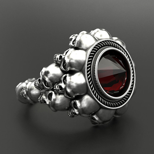 

PandaHall Siam Rhinestone Cone Chunky Finger Ring, Alloy Skull Gothic Ring for Men Women, Antique Silver, US Size 8(18.1mm) Alloy+Rhinestone..., Red
