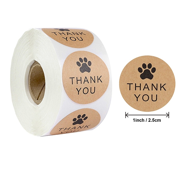 

PandaHall Paper Round Shape with Thank You Stickers, Adhesive Roll Sticker Labels, for Envelopes, for Embosser Stamp Sealing Certificate...