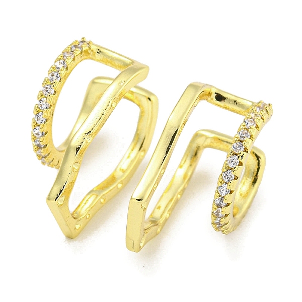 

PandaHall Brass Micro Pave Cubic Zirconia Cuff Earrings, for Women, Real 18K Gold Plated, 13x17.5mm Brass Clear