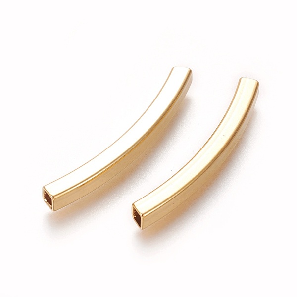

PandaHall 304 Stainless Steel Tube Beads, Square Hole, Golden, 40x4x4mm, Hole: 2.5~3.2mm 304 Stainless Steel Tube