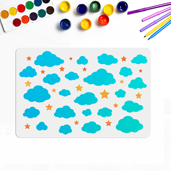 

PandaHall PET Hollow Out Drawing Painting Stencils, for DIY Scrapbook, Photo Album, Cloud Pattern, 400x600mm Plastic Cloud