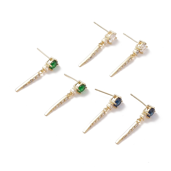 

PandaHall Cubic Zirconia Spike Horn Dangle Stud Earrings, Real 18K Gold Plated Brass Jewelry for Women, Cadmium Free & Lead Free, Mixed..., Multicolor