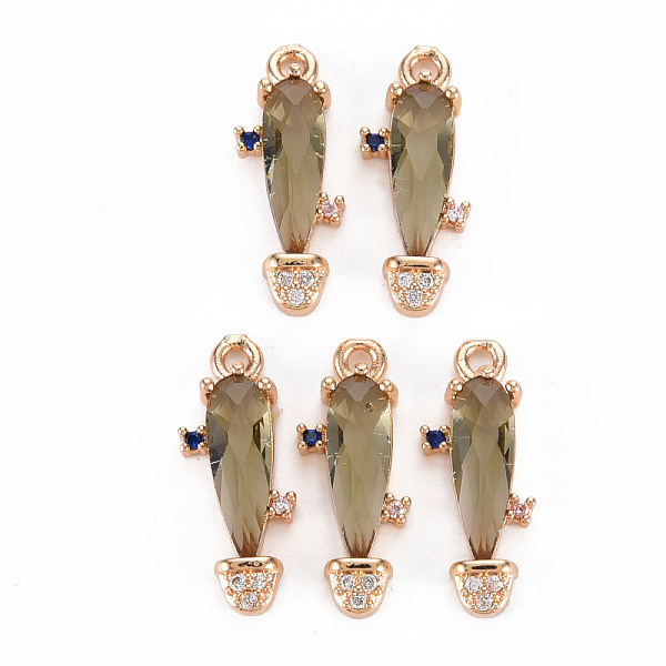 

PandaHall Rack Plating Brass Micro Pave Clear Cubic Zirconia Pendants, with Faceted Glass, Long-Lasting Plated, Cadmium Free & Lead Free...