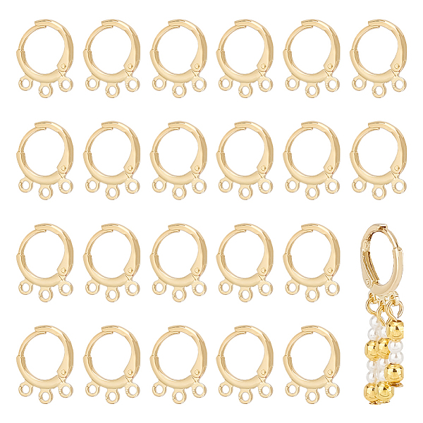 

PandaHall BENECREAT 12pairs Brass Leverback Earring Findings, with 3-hole Loops, Golden, 14.5x11.5x2mm, Hole: 1.5mm, Pin: 0.8mm Brass