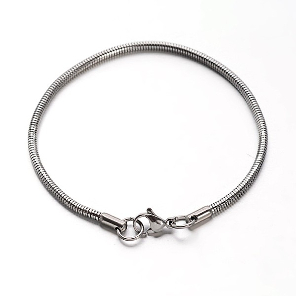 

PandaHall 304 Stainless Steel Snake Chains Bracelets, with Lobster Claw Clasps, Stainless Steel Color, 7-1/2 inch~7-5/8 inch(190~195mm)...