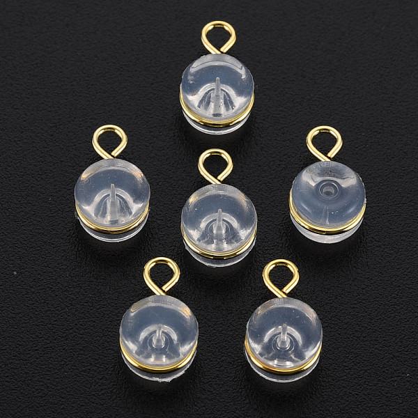 

PandaHall Silicone Ear Nuts, Earring Backs, with Brass Findings, Oval, Cadmium Free & Nickel Free & Lead Free, Golden, 11x6x5mm, Hole: 0.7mm..., Clear
