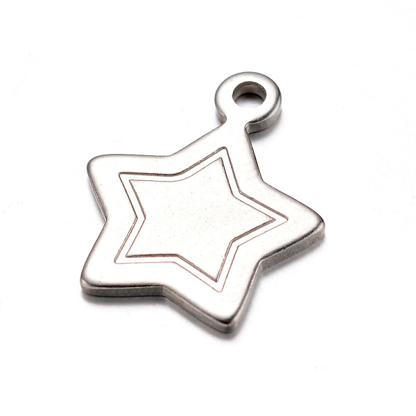 

PandaHall 201 Stainless Steel Charms, Heart, Tag Charms, Stainless Steel Color, 16.5x13.5x1mm, Hole: 1.5mm 201 Stainless Steel Star