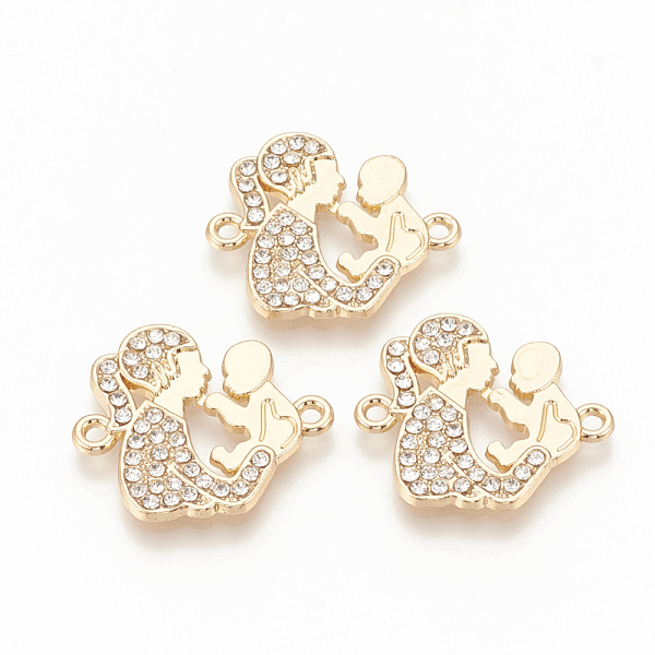 

PandaHall Mother's Day Theme Alloy Rhinestone Links connectors, Mother and Child, Crystal, 20.5x23.5x2mm, Hole: 1.6mm Alloy+Rhinestone Human..., Clear