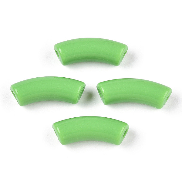 

PandaHall Opaque Acrylic Beads, Curved Tube, Light Green, 36x13.5x11.5mm, Hole: 4mm, about 148pcs/500g Acrylic Tube