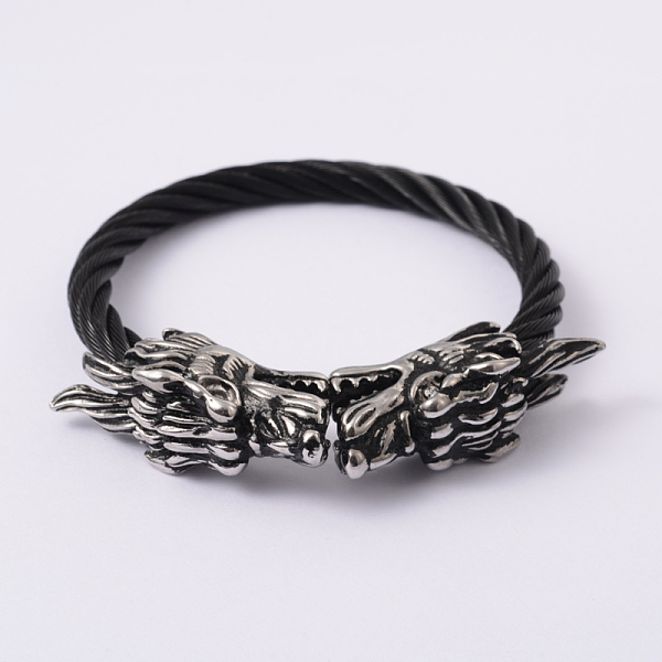 

PandaHall Retro Dragon 304 Stainless Steel Bangles, Gunmetal & Antique Silver, 57mm 304 Stainless Steel