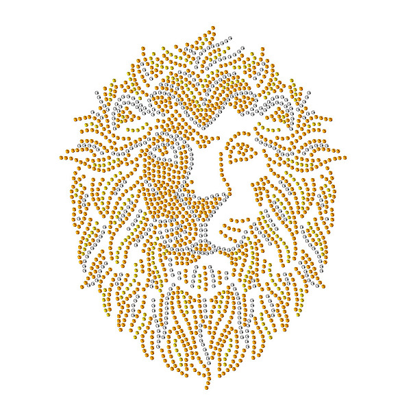 PandaHall SUPERDANT Rhinestone Iron on Transfers Lion Applique Decal Bling Clear Rhinestone Template for Clothes Bags Pants DIY Transfer...